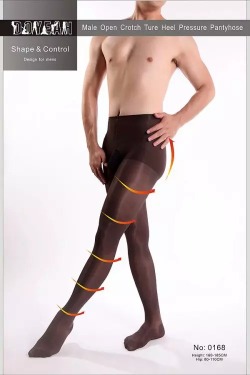 im Schritt offene Strumpfhose für Männer, schwarz
