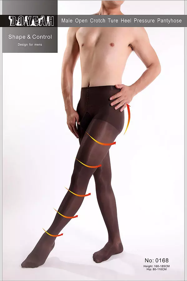 im Schritt offene Strumpfhose für Männer, schwarz