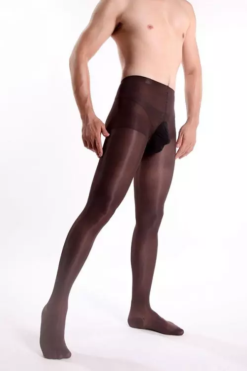 im Schritt offene Strumpfhose für Männer, schwarz