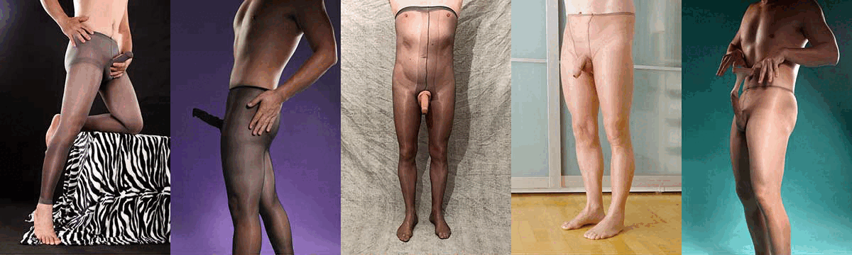 Aufmacher Slider mit verschiedenen Varianten von Strumpfhosen für Männer